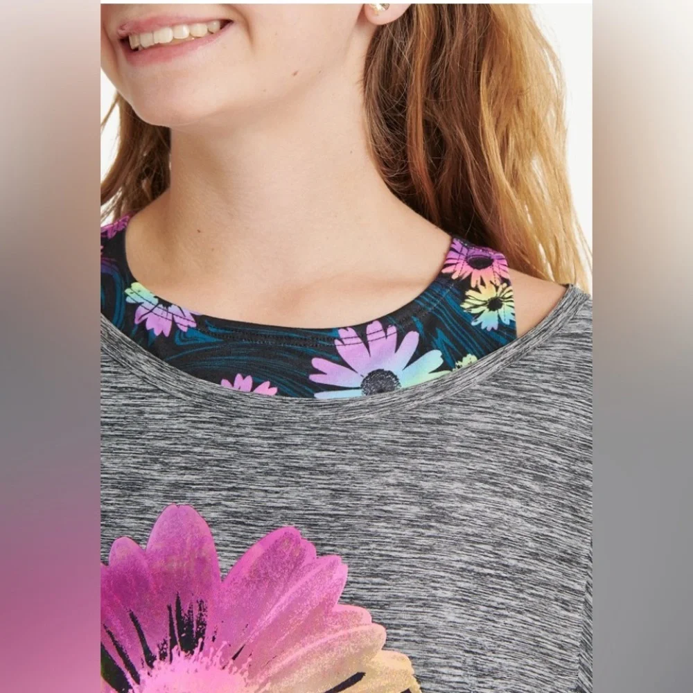 Justice Short Sleeve Tee With Short Bralette
